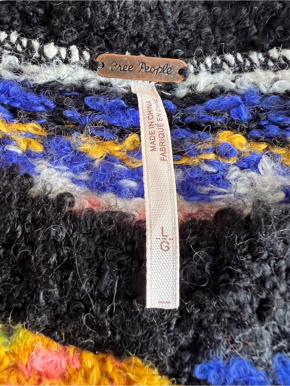 Free People Womens L Best Day Ever Sweater Alpaca Colorblock Patchwork Boho NWT - Picture 3 of 11